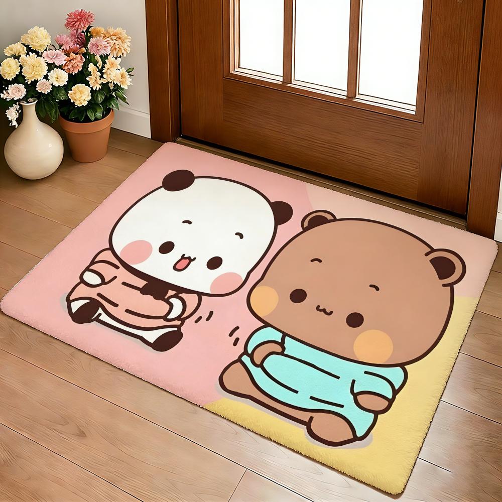 Bubu and Dudu Cute Floor Mat Cozy Flannel Soft Thick Non-Slip Mat for Living Room Bedroom Kitchen Decor Rugs