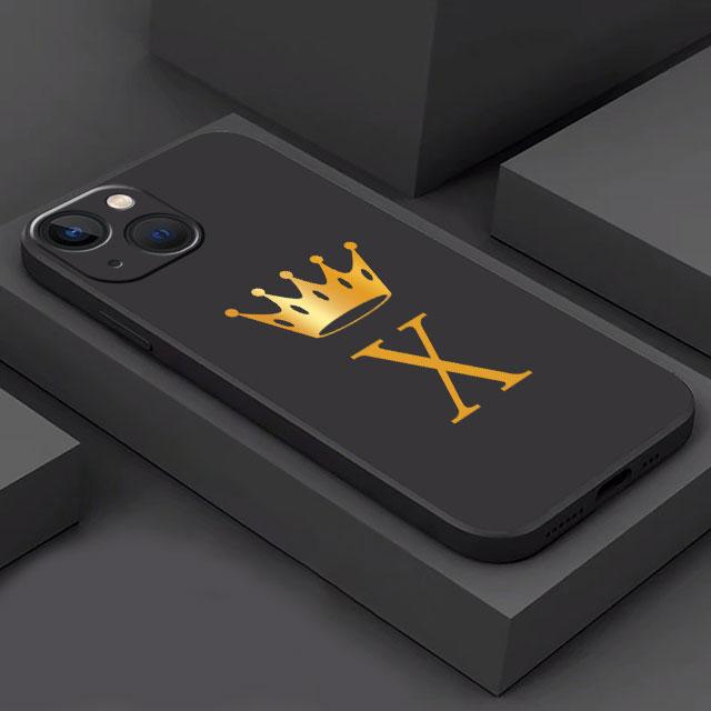 Crown Letters A B Phone Case For iPhone Samsung Galaxy Redmi Xiaomi Oppo OnePlus Note S A 7 8 9 10 11 12 13 14 20 21 22 23 53 54 Pro Max Plus Ultra