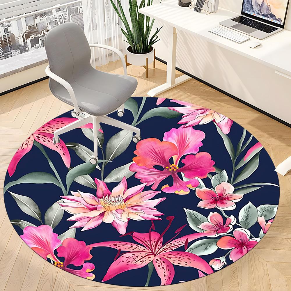 1pc Floral Pattern Chair Carpet for Office, Non-slip, Soft and Durable Office Rug for Interior Decoration, Perfect for Office Yy260313088