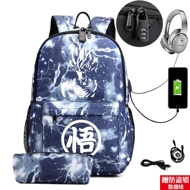 Animation Peripheral Cool Trend Schoolbag Multi-Function Usb Large Capacity Backpack Student Pencil Case Set