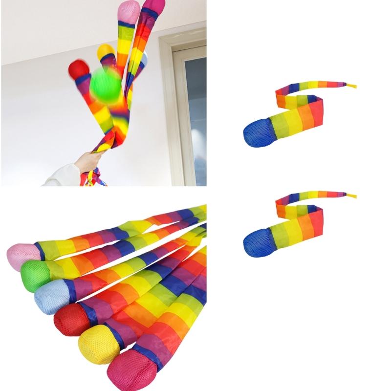Rainbows Comets Ball Soft Tail Throwing Receiving Ball Cheerleading Streamers Ball For Kid Sensory Training And Team Game