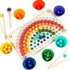 Wooden Peg Board Beads Game Educational Rainbow Clip Beads Puzzle Sorting Toys for Toddlers