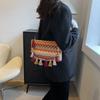 Ethnic-style Crossbody Bag Niche Tassel Bucket Bag Versatile and Fashionable Small Square Bag for Women