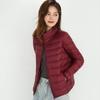 Women's Stand Collar Long Sleeve Short Down Jacket Slim Fit Lightweight 90% White Duck Down Coat