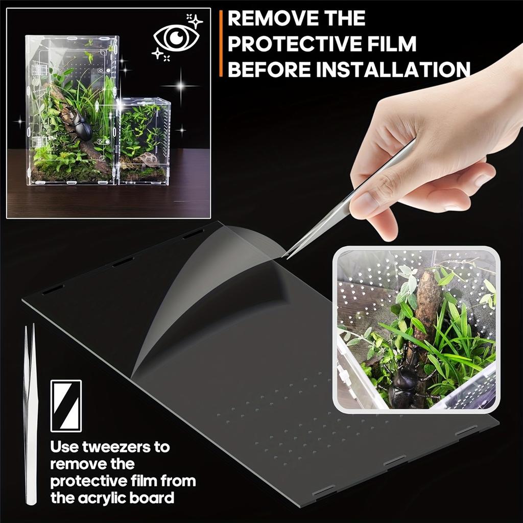 Reptile Acrylic Enclosure High Transparency Habitat Tank for Spider Mantis Gecko Corn Snake Breeding Box with Ventilation Holes