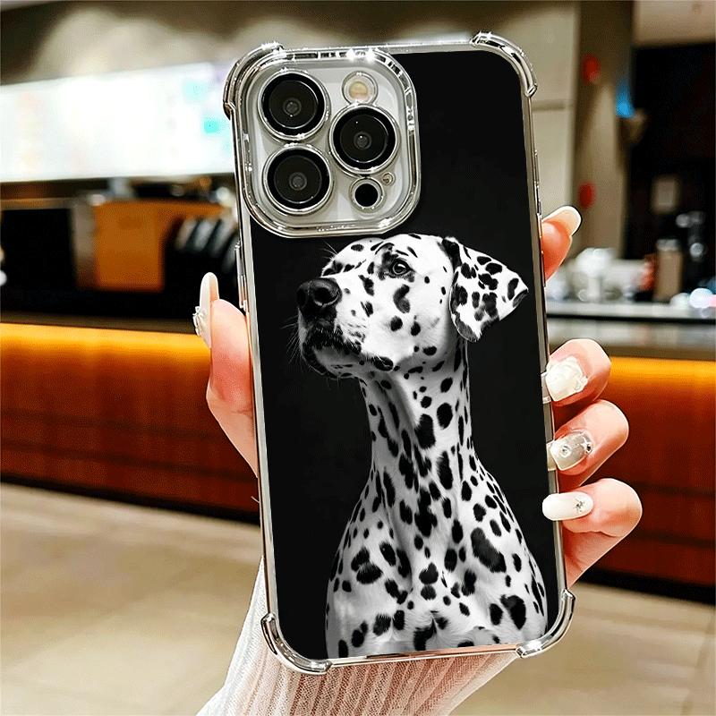 

Dalmatian Cute Dog Plating Phone Case For Iphone 16 17 Pro Max Air 16E 14 15 Plus 12 13 Mini Anti-Fall Airabag Cover iPhone 13 Mini