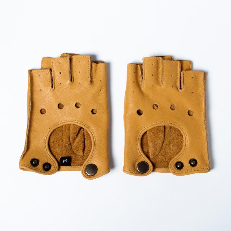 Retro Motocyklowe Rękawice Skórzane do Jazdy Motocyklowej Męskie Półpalcowe Skóra Bydlęca Sporty Outdoorowe Jazda Fitness Antypoślizgowe Damskie