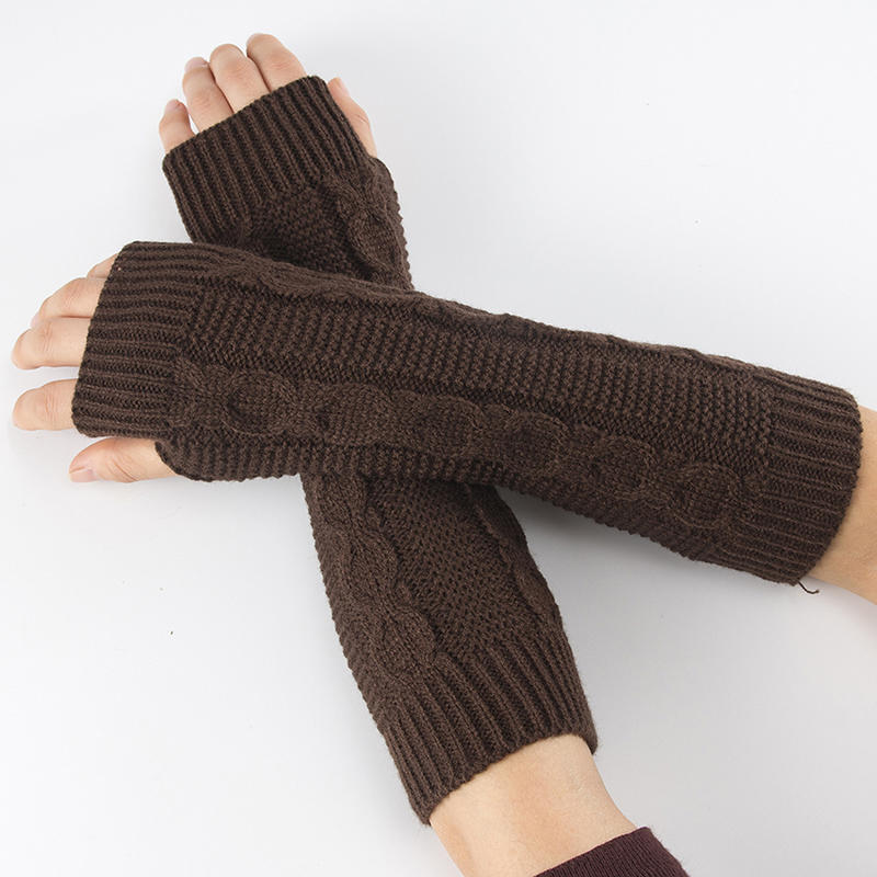Knitted Long Fingerless Mittens Glove Arm Warmer Stretchy Mitten Unisex Crochet Half Finger Long Gloves Hot Selling