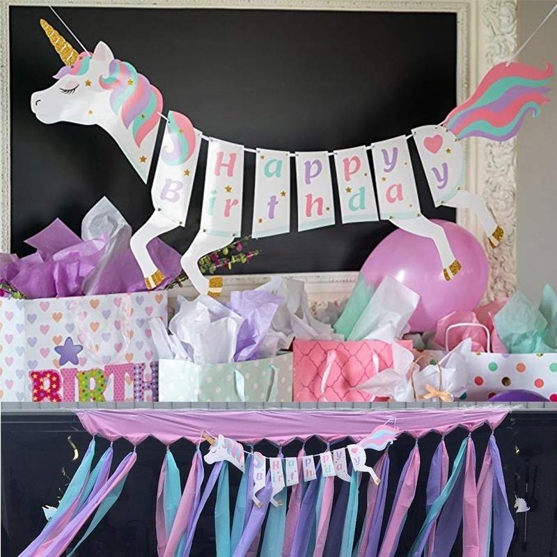 1 Set Cute DIY Happy Birthday Banner Party Supplies Decorations With Sparkle  Glitter Baby Shower