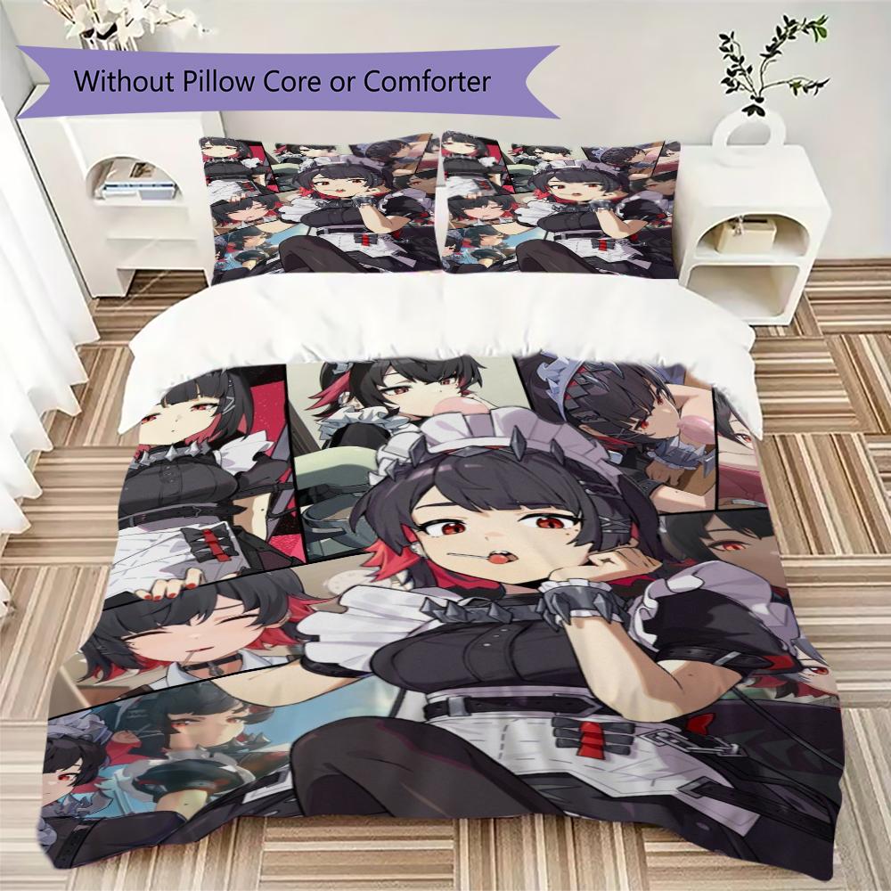 Zenless Zone Zero Pattern Bedding uilt Set uilt Cover Pillowcase Home Decoration Birthday Gift (1 * duvet cover + 2 * pillowcase without core)255