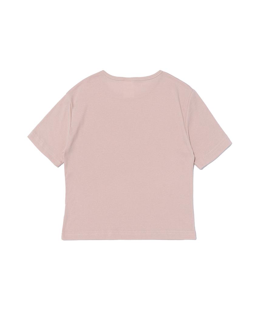 ROIDESROIS Ribbon Print Crop Short Sleeve T-Shirt (Pink)