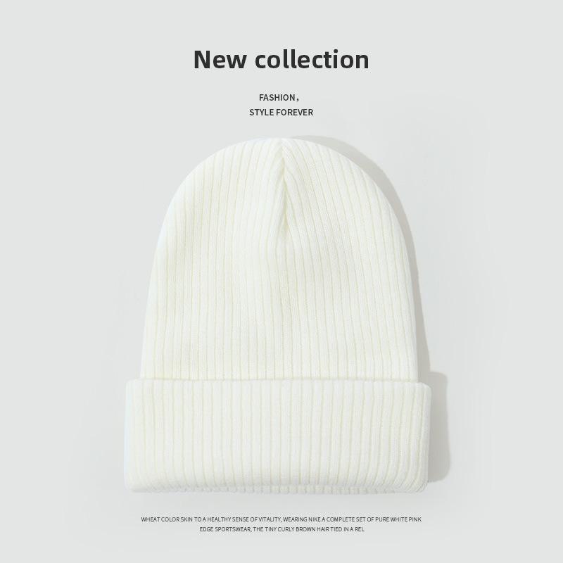 Solid color knitted hat Warm wool hat High elastic lengthened outdoor brimless cold autumn and winter hat Adult cold hat