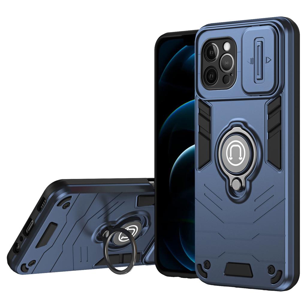 Für iPhone 12 Pro Hülle Kameraschutz PC+TPU Handyhülle mit Fingerringhalter