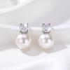 High Sense Square Zircon Pearl Stud Earrings Women, Simple Commuting Light Luxury Earrings Internet Celebrity Temperament Versatile Jewelry