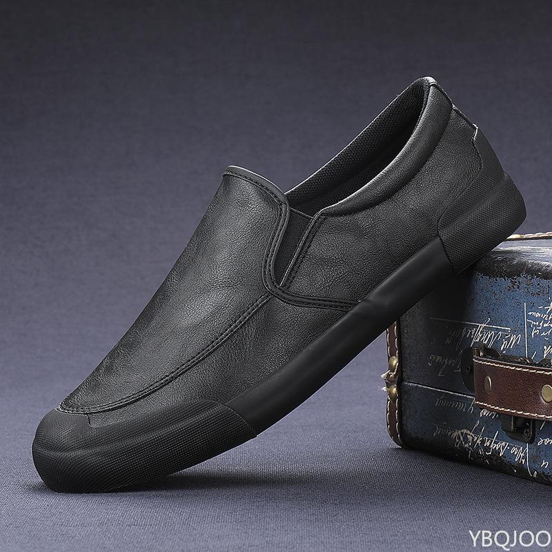 Men's casual leather shoes fashionable low cut solid color autumn winter new style anti slip simple comfortable men's shoes