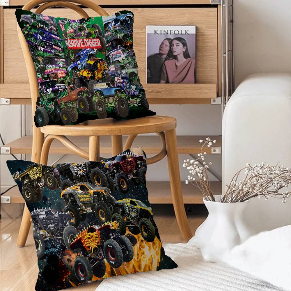 Cartoon Monster Jam Decorative Room Aesthetics Pillow Case Home Decor Bedroom Sofa Bed Couch Pillow Cover 45x45