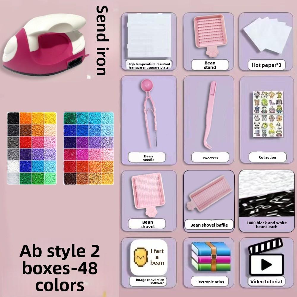 DIY Bean Splicing Material Package Pegboard Sheets Iron-on Bead Craft Kit  Educational Toys
