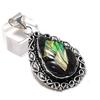 Natural Black Ethiopian Opal Gemstone 925 Sterling Silver Pendant 2.17" ETC-14248