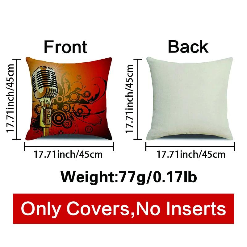 Muzyka Mikrofon Słuchawki Gitara Nadrukowana Miękka Kwadratowa Poszewka Mieszanka Poszewka na Poduszkę Poszewka Salon Dekoracja Domu