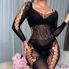 Underwear Stockings Lace Perspective Jacquard Net Socks Neck Lace Long-sleeved One-piece Stockings