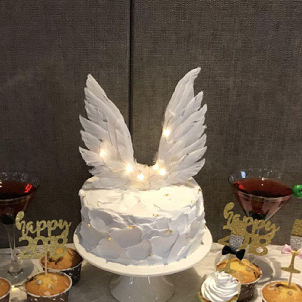 Wedding Party Feather Angel Cake Decorations Feather Wings Party Decor Cake Toppers Angel Wings