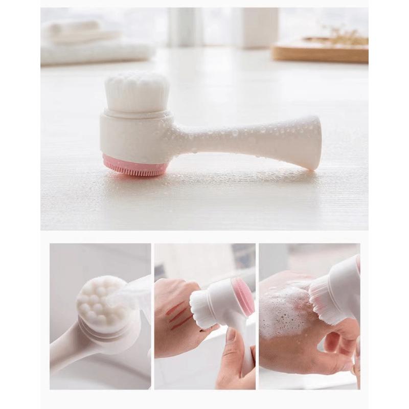 3D Manual Facial Cleansing Brush 2 in 1 Skin Care Face Brush SiliconeFacial Scrubber Dual Face Wash Brush Deep Pore Exfoliation