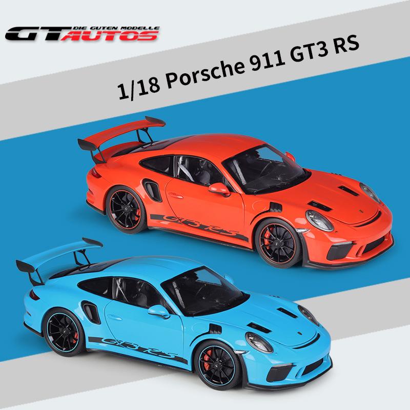 Model auta z lehké slitiny v měřítku 1/18 Welly Porsche 911 GT3 RS litý kovový model autíčka na hraní Model auta s vysokou simulací kolekce Dětské dárky