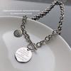 Niche Personality Round Brand Pendant Necklace Women Do Not Fade New Trendy Hip Hop Men's Collarbone Chain