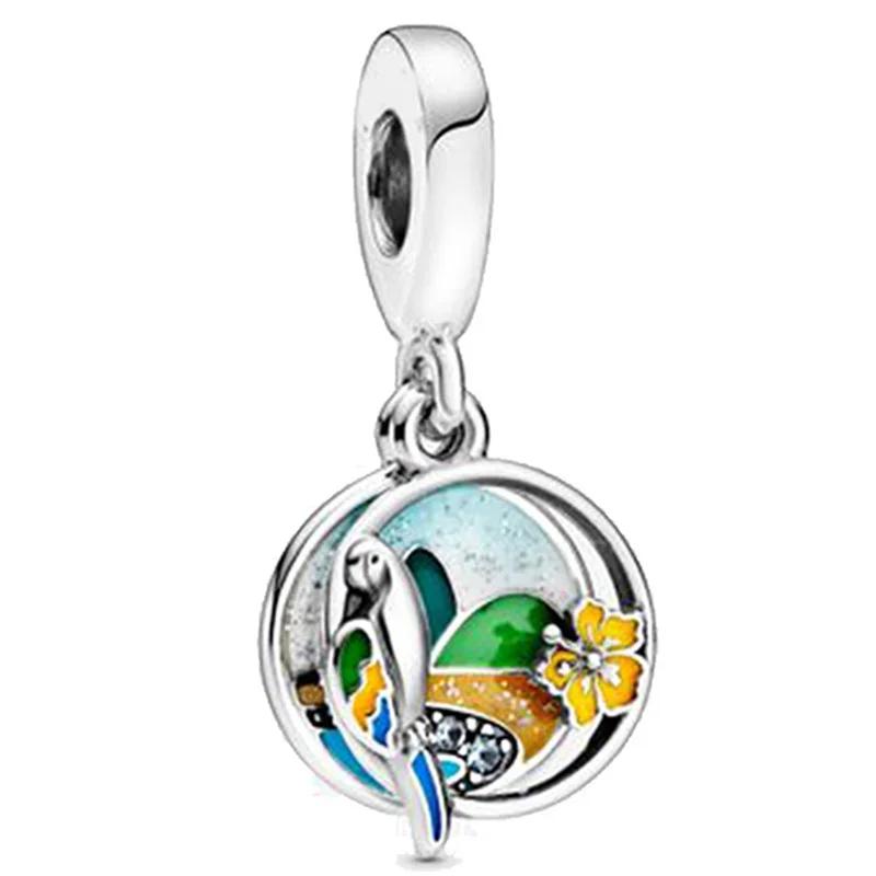 Blue Beads Charms Original Copper Heart Chameleon Castle Tree Elephant Coral For Diy Bracelet Necklace Women Gift