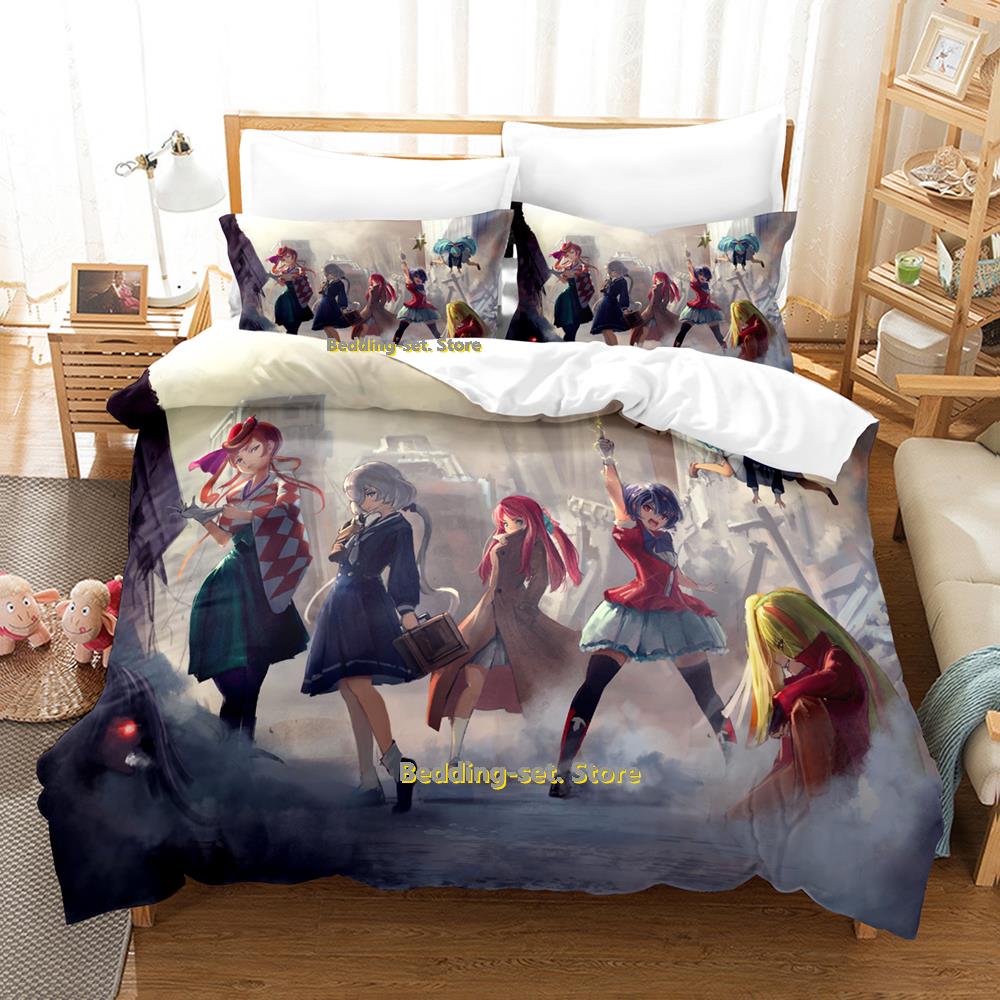 

2023 New Zombie Land Saga Bedding Set Single Twin Full Queen King Size Bed Set Adult Kid Bedroom Duvetcover Sets Anime Bed EU single(135x200cm)