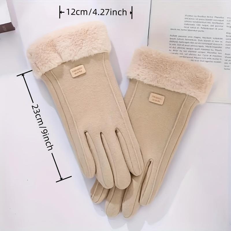 1 PAIR Ladies Winter Touch Gloves with Plush Lining, Thick Thermal Gloves, Durable Polyester