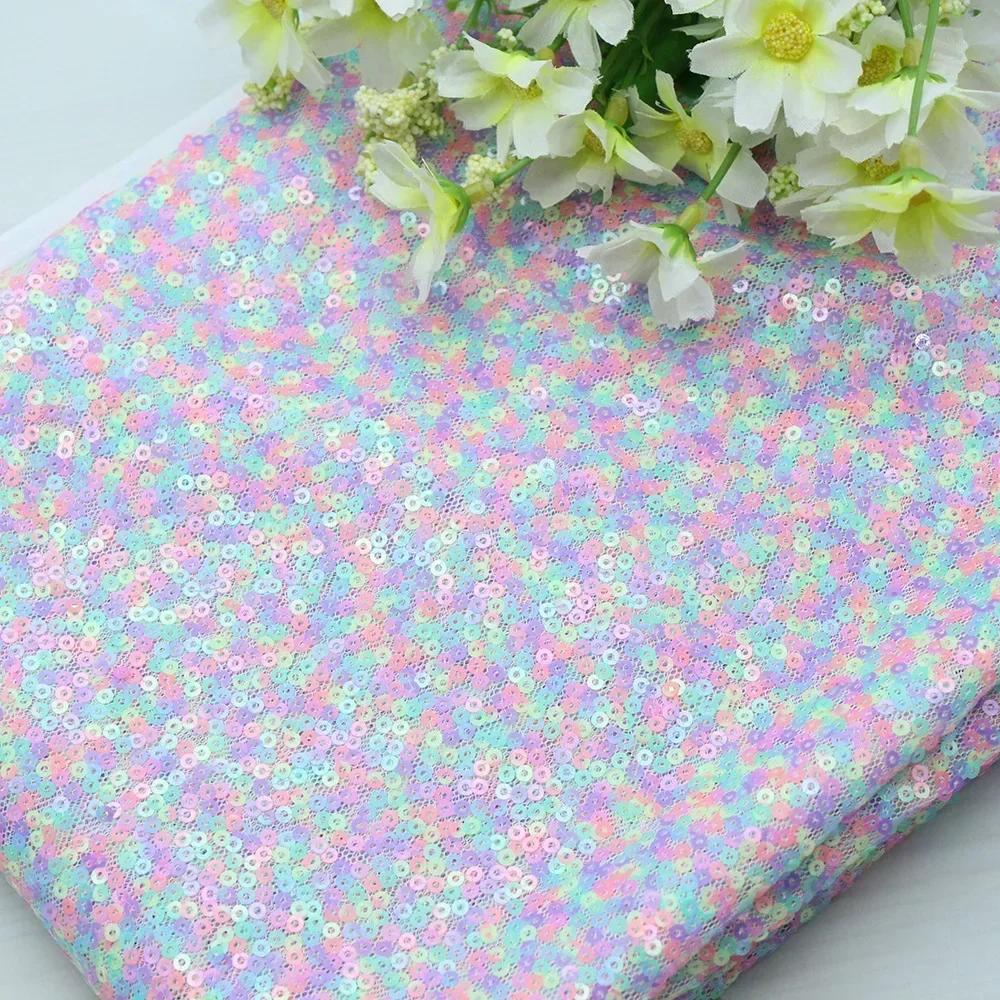 3mm Illusion Small Sequin Embroidered Fabric Stage Evening Dress Embroidered Fabric Background Tablecloth Luggage Fabric
