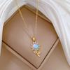 Colorful Sunflower Light Luxury Temperament Gorgeous Full Diamond Necklace Female Versatile Collarbone Chain Titanium Steel Chain