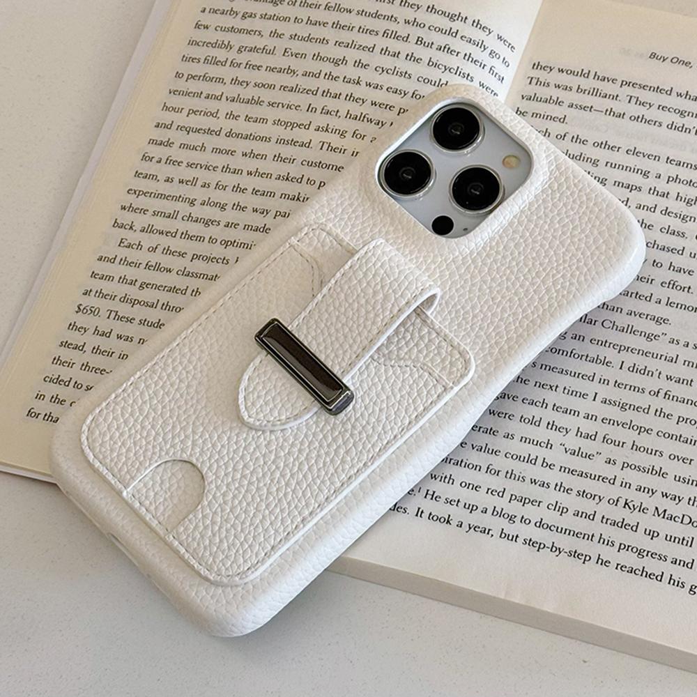 For iPhone 16 Pro Case with Card Slots Litchi Texture Leather+PET Phone Cover