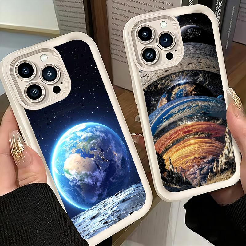 Phone Case for iPhone 17 Air 16E 15 16 Pro Max Earth Stars Space Universe Cover 14 Plus 13 12 Mini Soft Shell Silicone Fundas