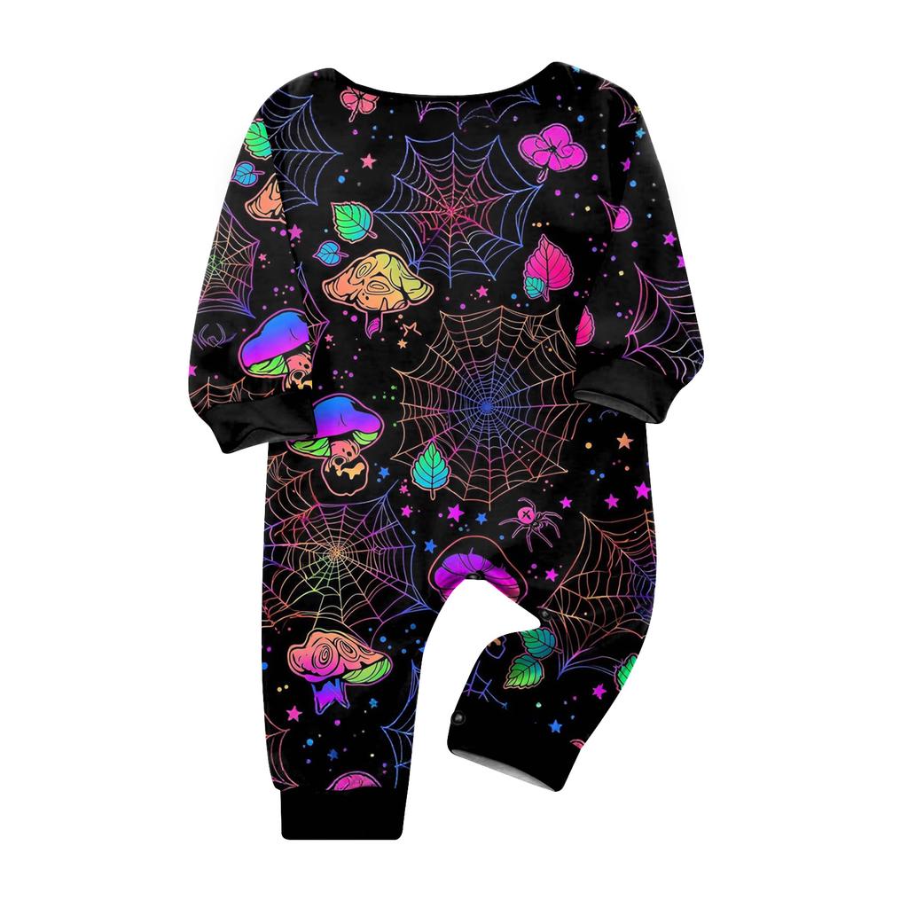 Family Matching Halloween Printed Pajama Set Long Sleeve Top and Pants for Parents and Kids