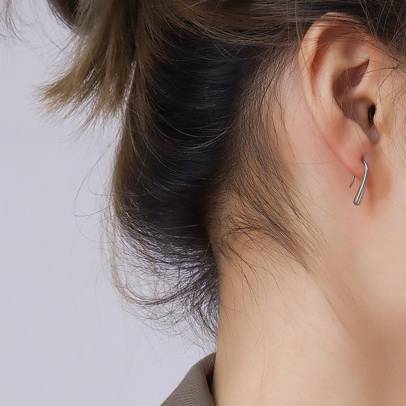French Choker 18K Gold Plated Geometric Stud Earrings with Water Drop Hook - Titanium Steel, Hot Selling & Unique Model F315.