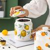 Lemon Patterned Ceramic Storage Jar Tea Caddy Large Storage Bottle Coffee Bean Can Snack Can Candy Jar Food Containers Organizer