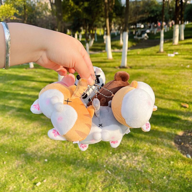 Cute Cat Butt Plush Keychain  Corgi Pig Butt Soft Fidget Toys Girls Child Bag Decoration