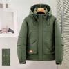 Men's Hooded Rain and Cold Resistant Winter Jacket Thickened Warm Lightweight Casual Loose Comfortable Cotton Jacket Punching Jacket