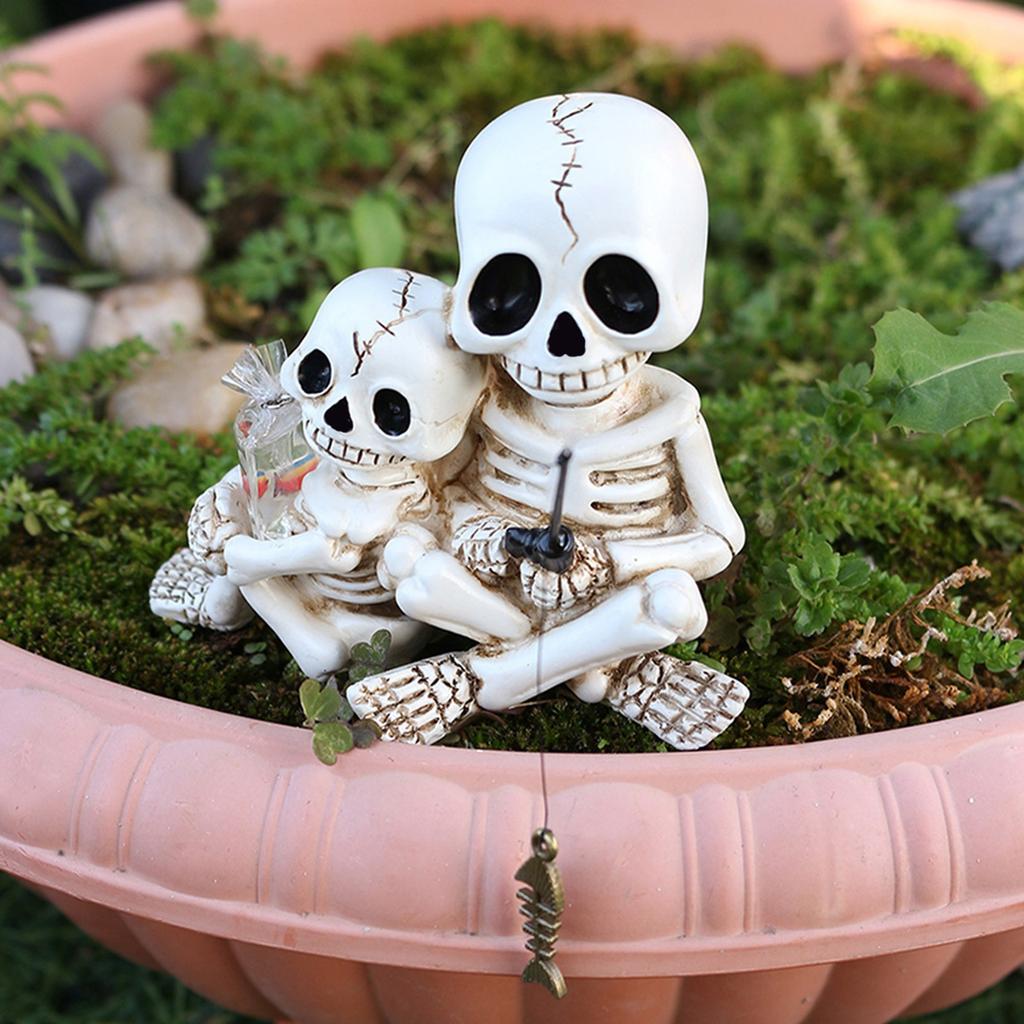 Skeletal Duo's Fishing Adventure: A Whimsical Halloween Decor