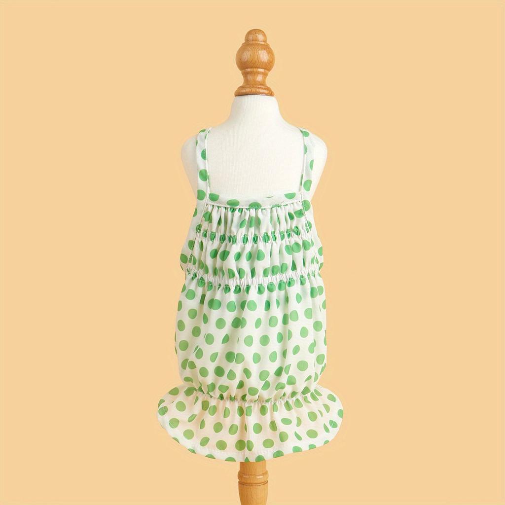 Colorful Polka Dot Dog Girl Sundress, Multi-Color Breathable Small Pet Dress, Cute Sleeveless Puppy Clothes Summer Apparel Skirt