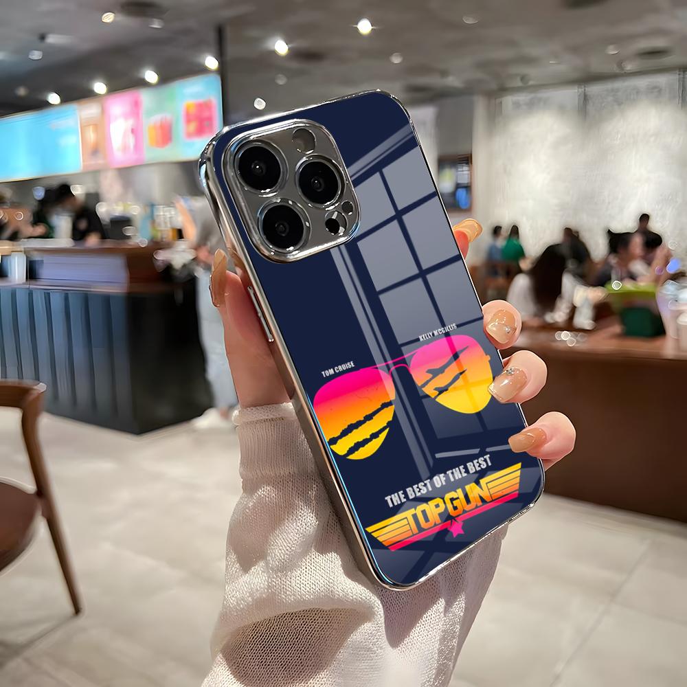 

Top Gun Maverick Phone Case For IPhone 17 Pro Max 15 Pro 16 14 Plus 12 13 Mini 11 Pro Shockproof Electroplated Glass Cover iPhone Air