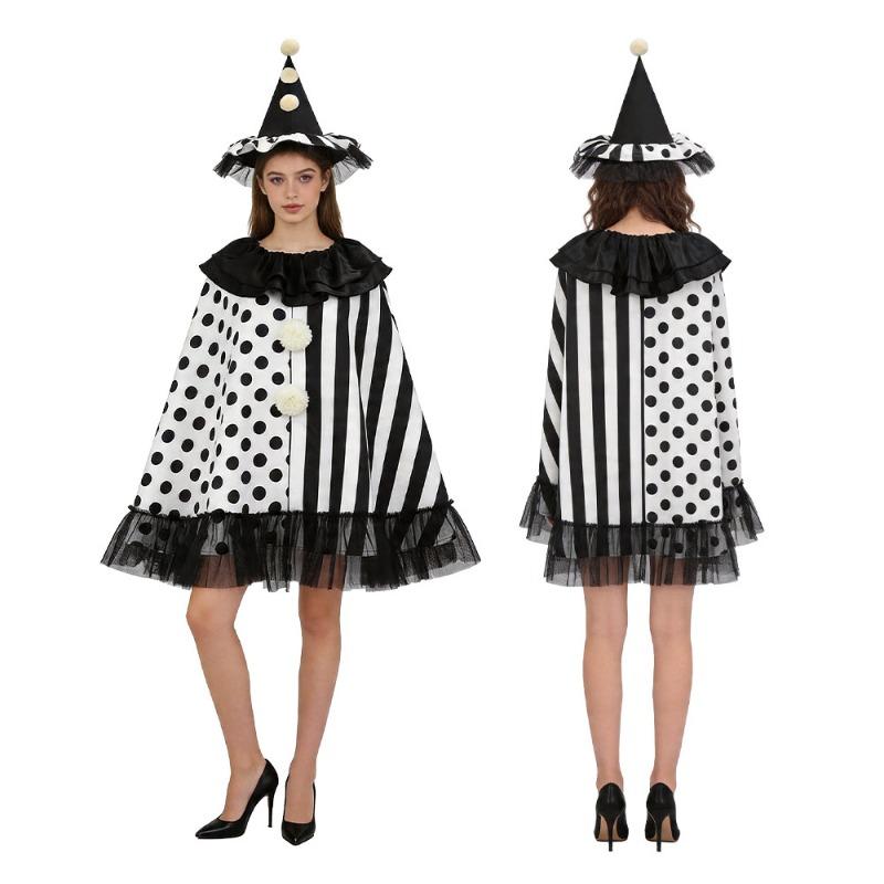 Black and White Witch Game Clown Cos Costume Halloween Carnival Masquerade Cosplay Natasha
