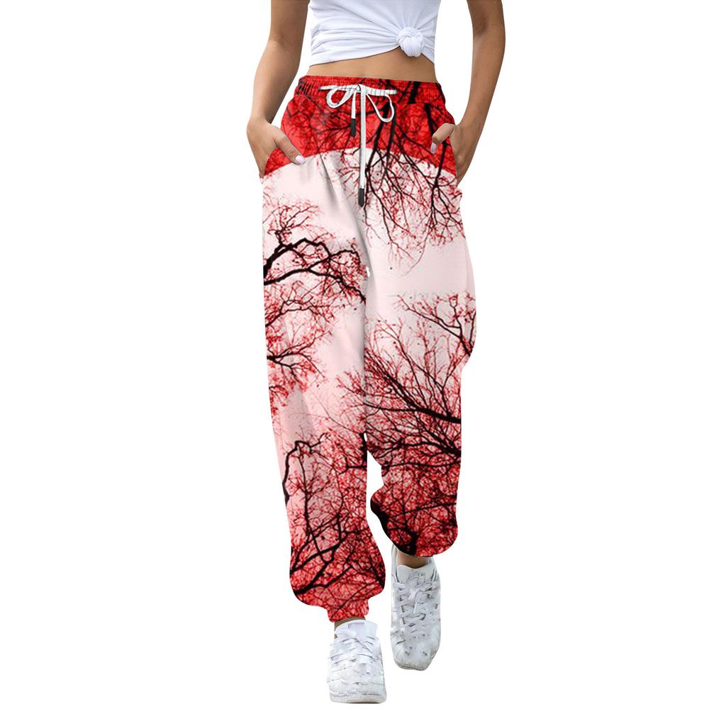 Dámská ležérní móda Halloween Kalhoty pro volný čas s potiskem Tepláky Kalhoty se stahovací šňůrkou Elastická v pase se stahovací šňůrkou Kalhoty se stahovací šňůrkou