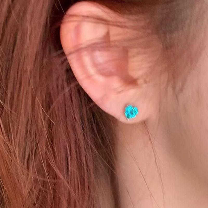 

New in Simple and small heart-shaped Earrings Necklace Fresh and Trendy Paraiba Gem Jewelry Sets Charm Suitable for Daily Gifts
