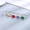 Women's Rings 7mm Red Green Zircon Silver Jewelry Party Christmas Gift Couple Wedding Rings
