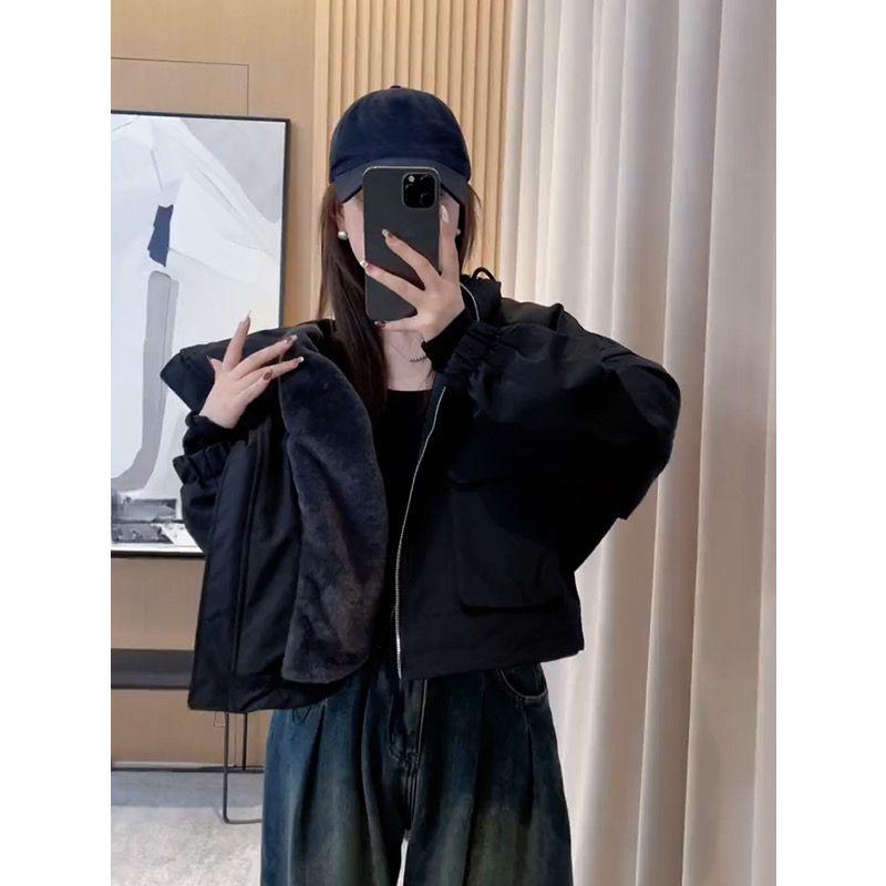 

Стильное и модное женское пальто в корейском стиле с хлопковой подкладкой, короткая рабочая парка, теплое и высококачественное XXL чёрный
