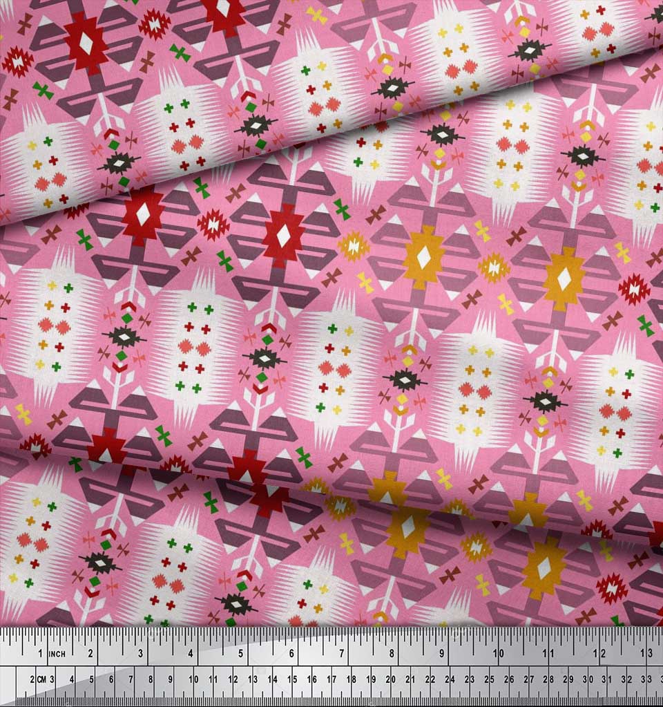 Soimoi Japonská krepová saténová látka Geometrický jihozápadní potisk Šicí látka metr 42 palců