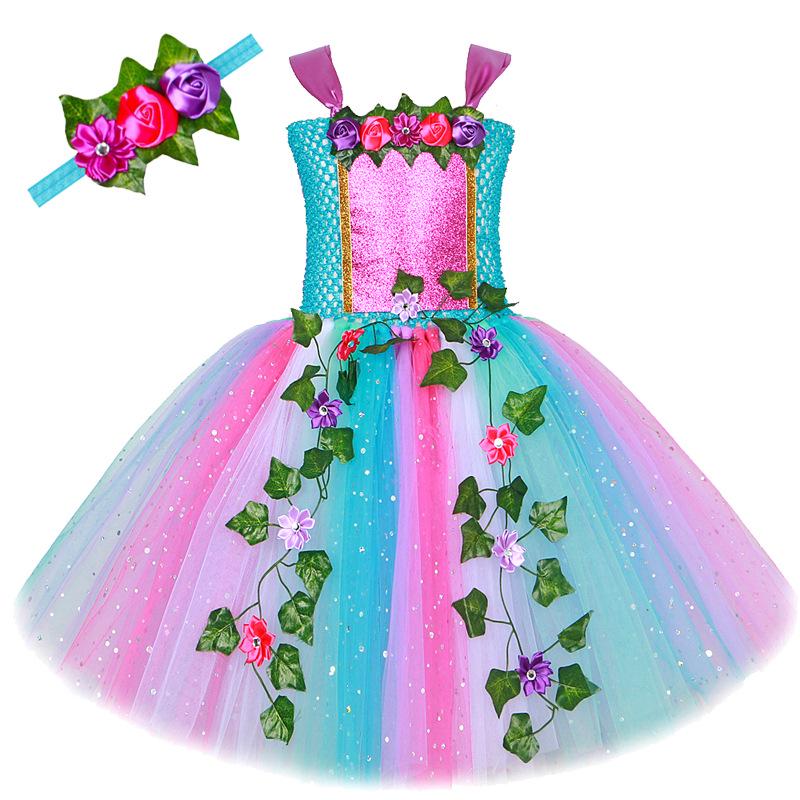 Sparkling Jungle Fairy Dress: Forest-Style Tutu with Butterfly Wings S